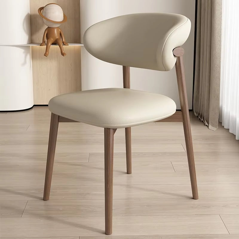 Nordic Modern Minimalist Solid Wood Dining Chairs Home Chairs Book Tables and Chairs, Light Luxury Designer Backrest Chairs Home