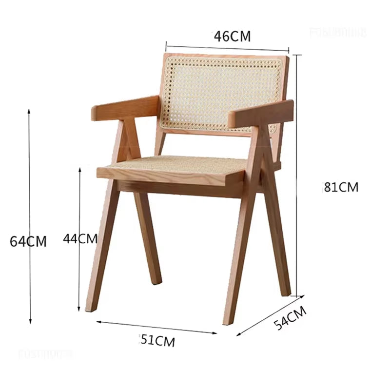 Modern Leisure Dining Chairs for B&B Backrests Breathable Chairs Whith Armrests Simple Rattan Design Dining Chair for Restaurant