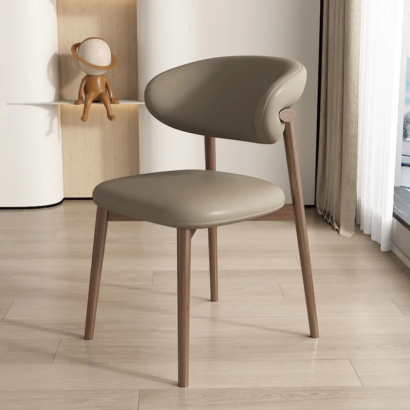 Nordic Modern Minimalist Solid Wood Dining Chairs Home Chairs Book Tables and Chairs, Light Luxury Designer Backrest Chairs Home