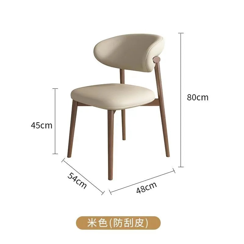 Nordic Modern Minimalist Solid Wood Dining Chairs Home Chairs Book Tables and Chairs, Light Luxury Designer Backrest Chairs Home